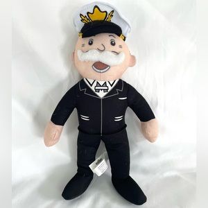 10” Monopoly Man Plush Stuffed Toy Captain Hat Hasbro NWOT